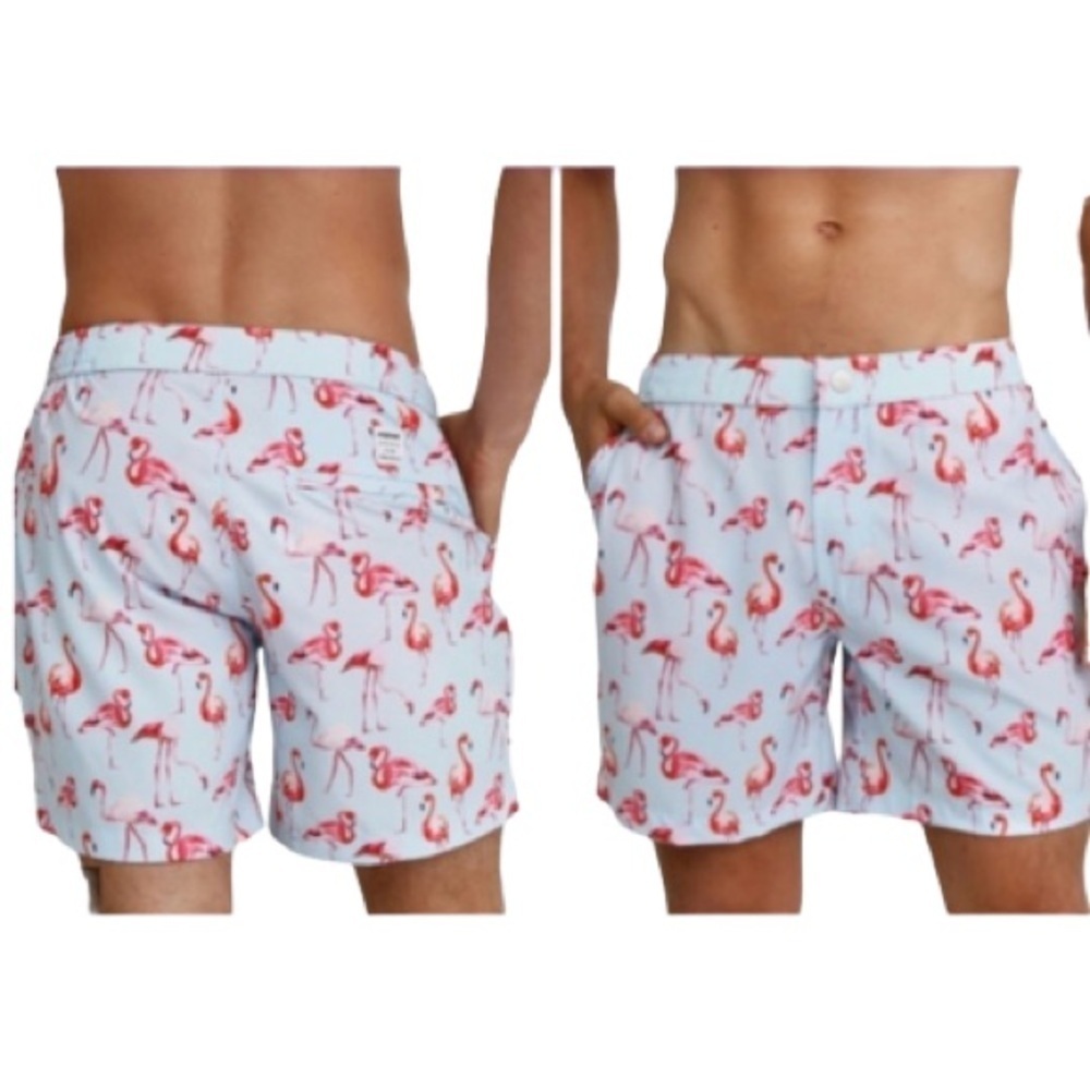 New! MOSMANN Pink Flamingo Australia Quick Dry Stretch Swim Trunks Shorts 2XL